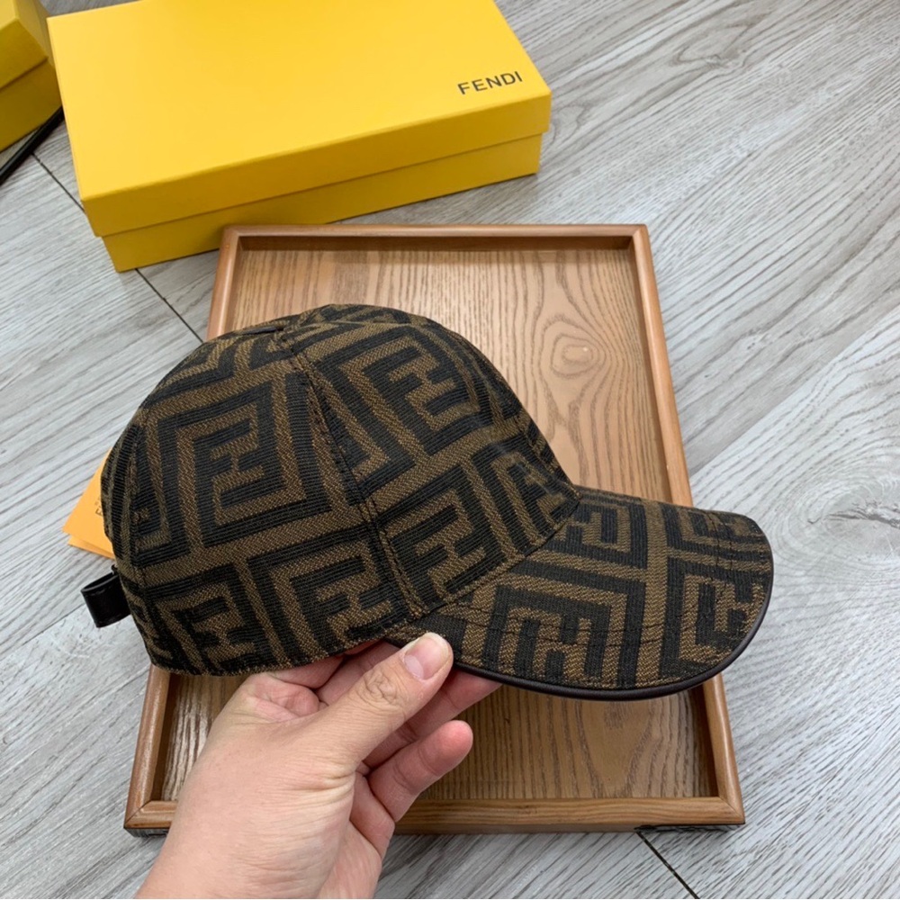 Fendi Brown Geometric Pattern Cap - image 4